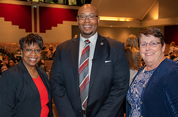 Image of Karen Harris, Donald E. Fennoy II, Ed.D., and Ginny Keller, RN, MBA, NCSN